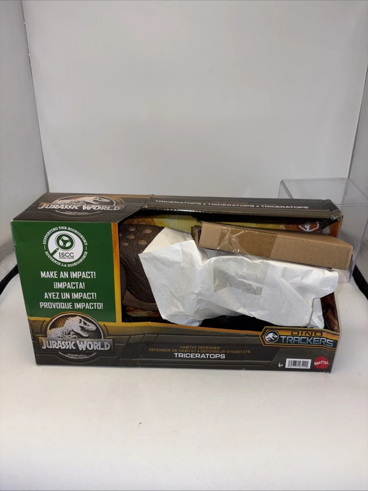 Jurassic World Triceratops Dinosaur Toy, Habitat Defender Authentic Figure 14in - Image 2 of 4