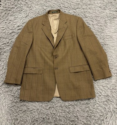 VTG Lauren Ralph Lauren Blazer Mens 42R Wool Tweed Window Pane 2-Button Timeless