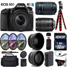 Canon EOS 80D DSLR Camera with 18-135mm is STM Lens  55-250mm is STM Lens  UV