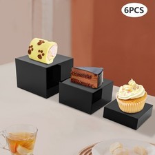 6 Pcs Acrylic Display Risers Acrylic Boxes Acrylic Display Nesting Cubes Black