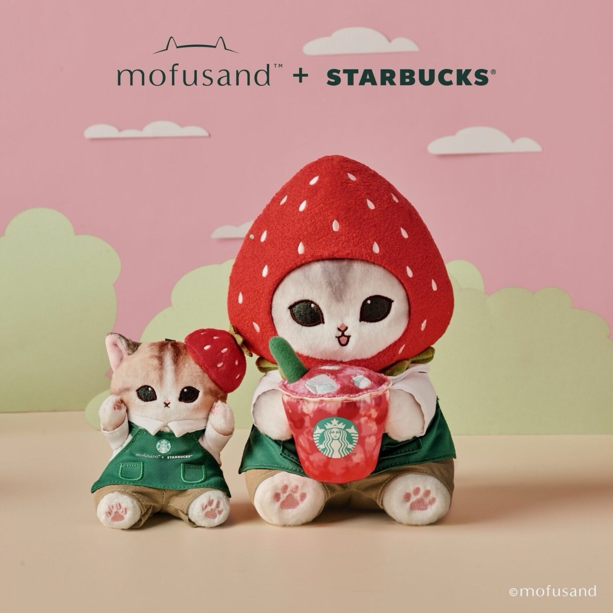 日本未発売mofusand + STARBUCKS ぬいぐるみストロー2本セット 日本未発売mofusand + STARBUCKS ぬいぐるみストロー2本セット