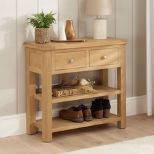 Hall Console Table Marbury Oak 2 Drawer Hallway Shoe Boot Storage