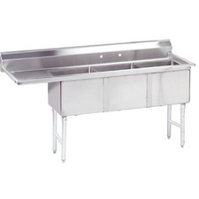 Advance Tabco 24 in x 24 in x 14 in 3 Compartment Sink w/ Left