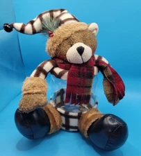 Celebrate It Plush Plastic Jar Bear 9" Holds Candy/Cookies-(X1)