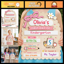 Personalized First Day of School Sign  Last Day Board - Photo Prop for Kids
