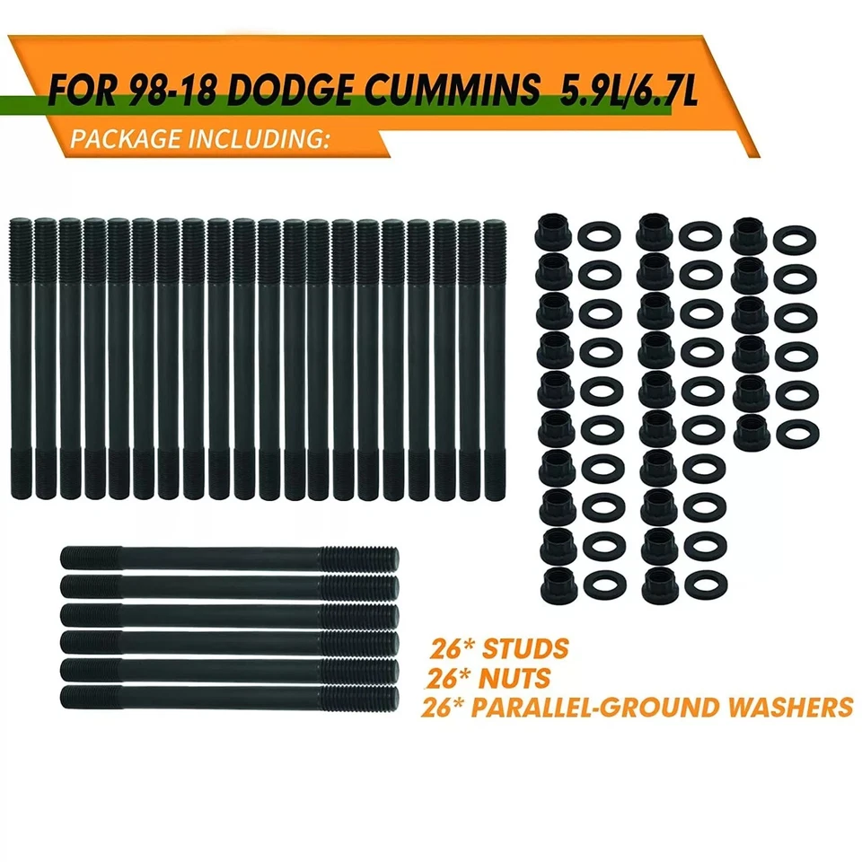 NEW Diesel Cylinder Head Stud Kit 247-4202 For 98-18 Dodge 24v 5.9L Cummins 6.7L - Изображение 2 из 4