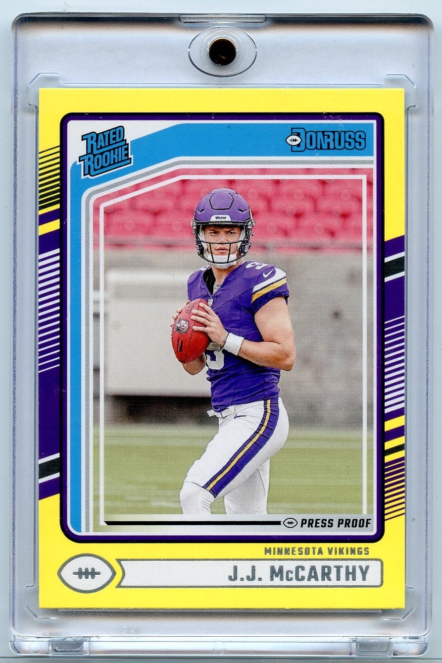 J.J. McCarthy 2024 Donruss Press Proof Yellow #303 RC