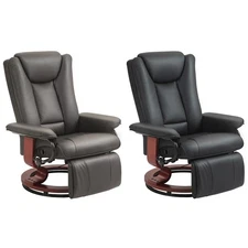 HOMCOM Swivel Recliner Chair with Footrest PU Leather Reclining Chair