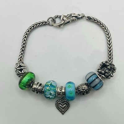  Troll Beads LAA Bracelet LAA & IBB GLASS Sterling Silver 925 Foxtail Chain
