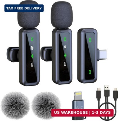 Wireless Mini Microphone for iPhone - 2 Pack Lavalier Microphone for Video Recor