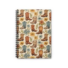 Floral Cowgirl Boots Spiral Notebook Gift for Cowgirl