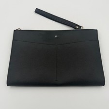 Borsa pochette MONTBLANC in pelle nera SARTORIALE con zip e cinturino da polso