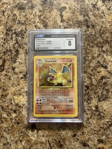 Charizard HOLO CGC 8 Base Set 4/102 1999 Rare Vintage Pokémon Card NM/MINT WOTC