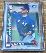 CONNOR SADZECK 2016 Bowman Chrome SCOUTS' TOP 100 REFRACTOR PARALLEL ! RANGERS !