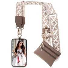 Phone Strap Crossbody w/Wallet Adjustable Anti Theft Zippered Lanyard Accessory