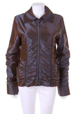 RENÉ LEZARD Jacket Silk Ruffles D 38 chocolate denim blue