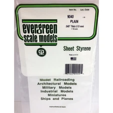 Evergreen 9040 Styrene Plastic Plain Sheet 0.040"x 6"x 12" (2)