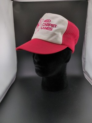 Vintage Red Carpet Lanes Trucker Mesh Snapback Hat Bowling Alley Rare!