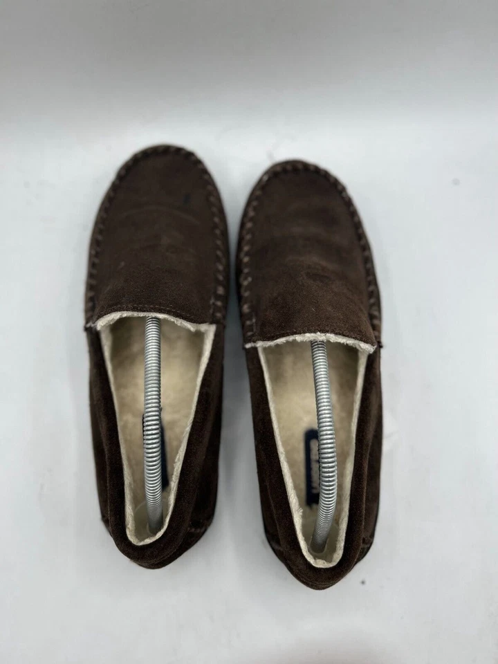 Тапочки мужские мокасины Land's End размер 10 темно-красное дерево стриженный мех замша круглый носок - Изображение 4 из 4