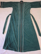 Vintage Christian Dior Lounge Wear Robe Petite Green Velour Belted Maxi