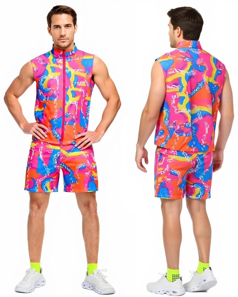 Disfraz de Entrenamiento para Hombres Años 80 Halloween Juegos con disfraces Parejas Trajes Años 80 90 Entrenamiento Cos... Foto 3 de 4