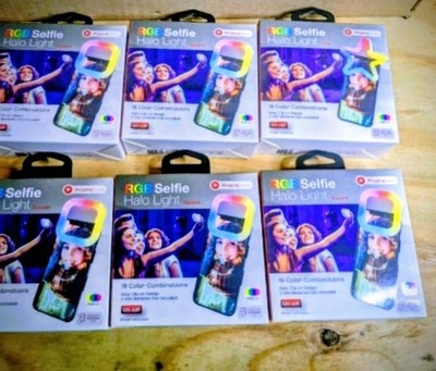 Lot of 6 Vlogging Series RGB Selfie Halo Lights Clip-On Star & Square Shapes New