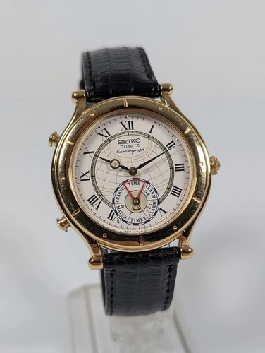 Vintage SEIKO Chronograph Quartz Men's Watch Age Of Discovery 8M25-7109