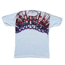 Jerzees Paint Splatter Graphic White Vintage T Shirt Size L
