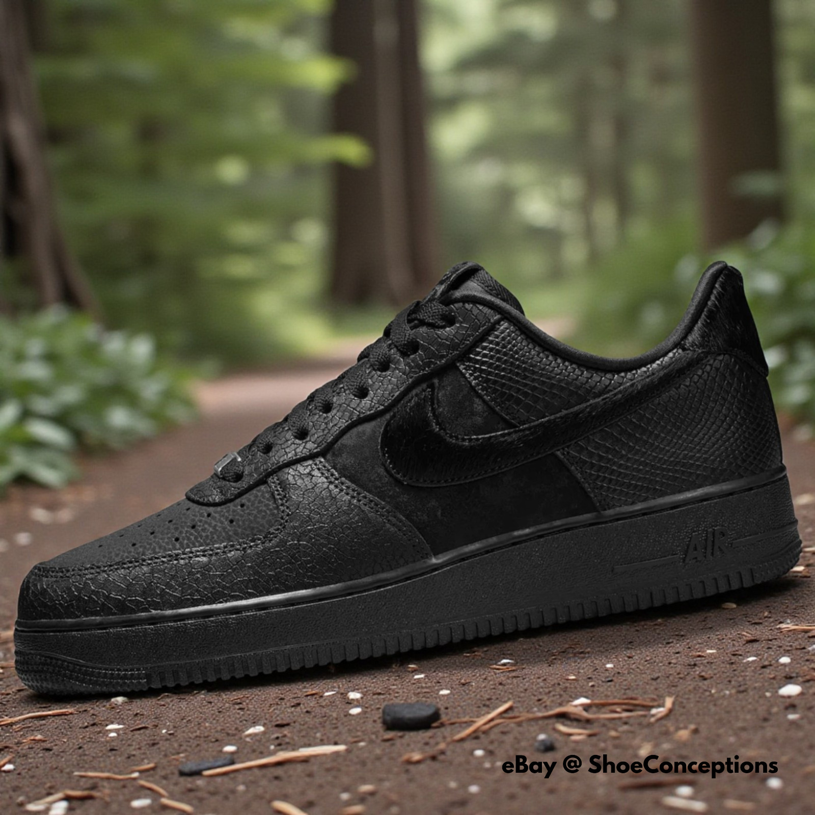 Nike Air Force 1 '07 LX Shoes "3X Celebration" Triple Black HQ1977-001 Men's NEW