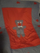 Vintage Red/gray Teddy Bear Quilt Baby Blanket