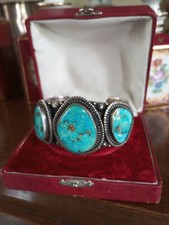 Silver bracelet and turquoise-Navajo Kingman