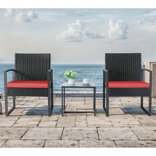 3 Pieces Patio Bistro Set, Wicker Outdoor Patio Furniture Set-Lightning Deals - Picture 18 of 46