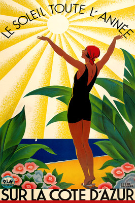 Sur La Cote D'Azur Roger Broders Sun All Year PLM Railway Repro Art Print 314