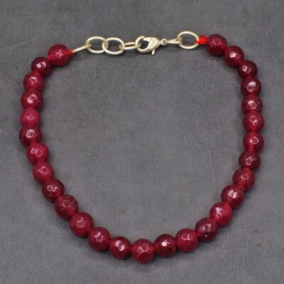 Runde Form 44 kt roter Onyx toller Schliff funkelndes Perlenarmband AK 41 E503
