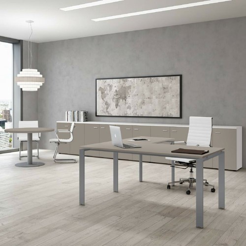 DORIA Desk W.100xD.60xH.73.5 cm top in dove-coloured with bonderized grey var... - Picture 2 of 2