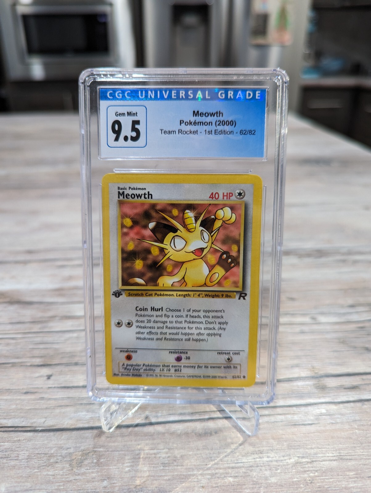 2000 Pokemon MEOWTH  Team Rocket 1st Edition 62/82 CGC 9.5 Gem Mint