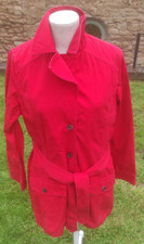 Barbour Red Washed Twill Catherine Cotton Trenchcoat Mac Overcoat Uk 14 Large