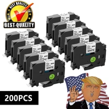 200PK For Brother P-Touch TZe-231 TZ-231 12mm White Standard Laminate Label Tape