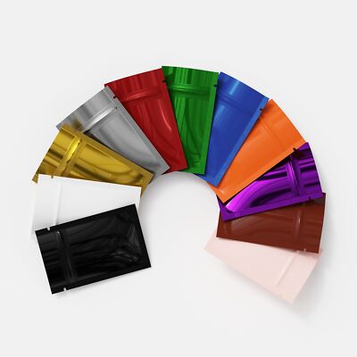 100 Glossy Double Sided Color Reclosable Zip Seal Lock Flat Food Pouch 4''x6''