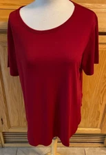 Women's Shein Curve Women's 1XL Red Round Neck Short Sleeve Tee Side Slip