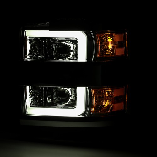 Fit 2015-2019 Chevy Silverado 2500/3500 Chrome LED DRL Projector Headlights Pair - Picture 4 of 7