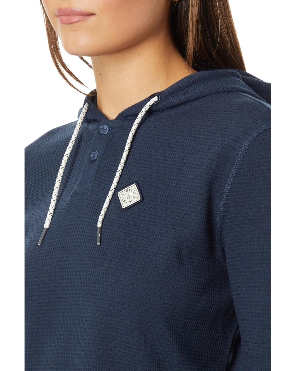 Brand New Womens Salty Crew Tippet Henley Hoodie Dark Navy Size