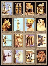 AJMAN 1291K - Egyptian Art Treasures "Sheet of Sixteen" (pb68108)
