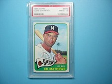 1965 TOPPS MLB BASEBALL CARD #500 EDDIE MATHEWS PSA 8 NMMINT SHARP+ '65 TOPPS GL