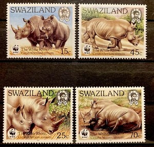 Swaziland,rhino S.C.#519-22 S.C.V.$23.5 MNH WWF,Compl set of 4 as issued in 1987