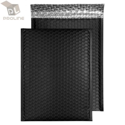 200 #2 Matte Metallic Black Poly Bubble Mailers 8.5x12 (Inner 8.5x11)