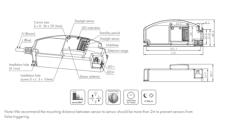 LED Treiber Netzteil Trafo Sensor Beleuchtung AC240V auf DC 23V 40V 16W 28W - Bild 3 von 4