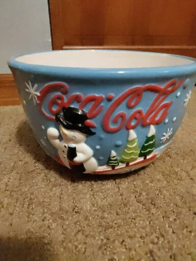 Coca Cola Navidad Muñeco de Nieve Cuenco Porcelana Multicolor  Foto 3 de 4