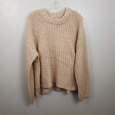 NWT Universal Thread Target womens sz Lg chunky knit pullover tan cream  sweater | eBay