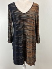 Clara Sun Woo Tunic Top Womens M Black Brown Gray Stretchy Asymmetrical USA Made